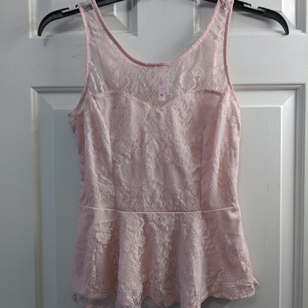 Pink Lace Peplum Top